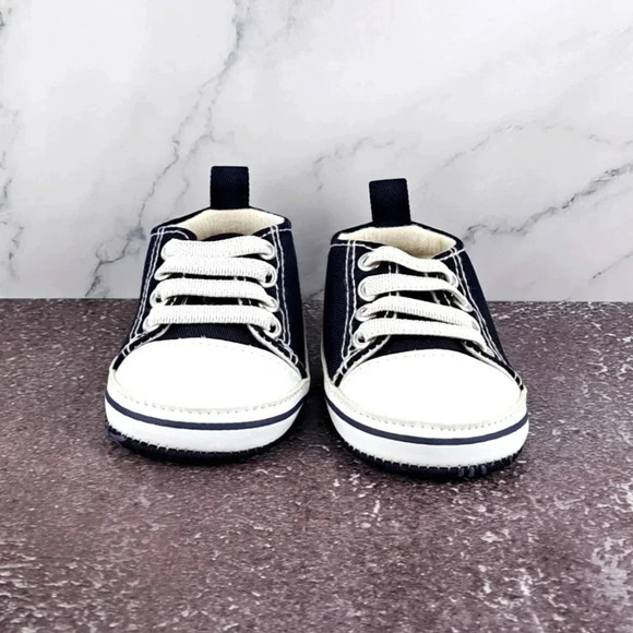 Little Me Infant Soft Bottom Shoes - Navy Blue/White sz 3-6 month - Picture 2 of 6